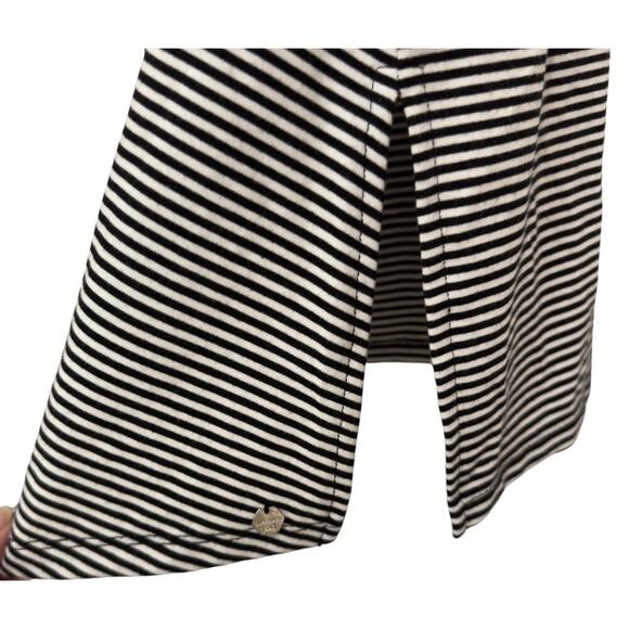 The Superdry Rouched Midi Long Sleeve Dress Black Stripe Sz 8 Side Slit - Picture 6 of 8